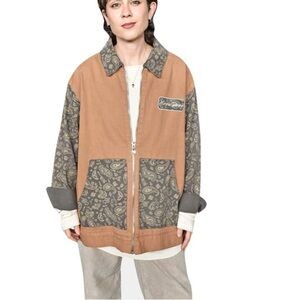 Homme + Femme denim paisley brown work jacket men’s small new with tags unisex